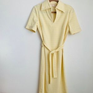 Yellow and white gingham midi dress